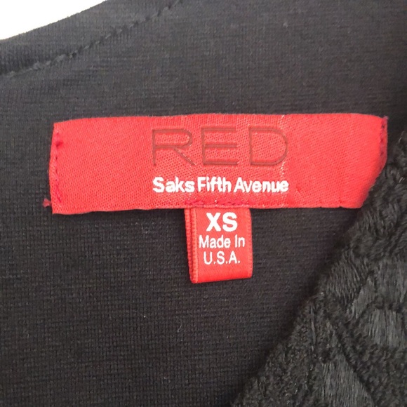 Saks OffFifth Womens Black Dress Ponte Sides Lace Overlay - Picture 6 of 10